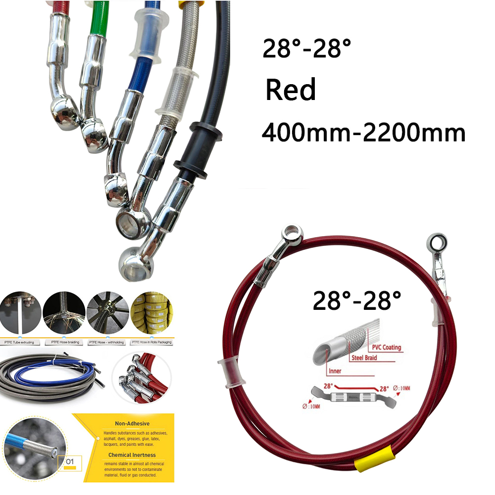 Braided Line - 28-28 Kırmızı Evrensel Motosiklet Hidrolik Fren
